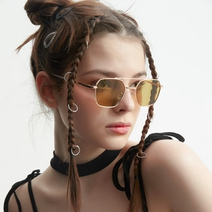 Lunettes de Soleil Vintage Monture Métal Hexagonale pour Femmes Hommes Y2K Rétro Petites Polygonales UV400 Mode Streetwear