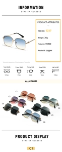 Detailed size chart and specifications for oversized metal frame square sunglasses