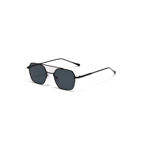 Lunettes de soleil rétro en métal pour hommes et femmes avec monture hexagonale noire