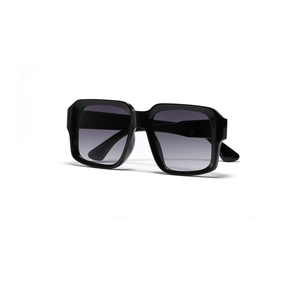 Classic oversized square sunglasses with black frame and grey gradient lenses for men and women