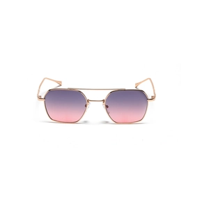 Lunettes de soleil hexagonales en métal or rose avec verres dégradés violet et rose