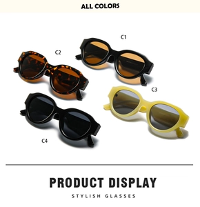 Fashion oval cat eye sunglasses in four assorted colors including black and tortoiseshell