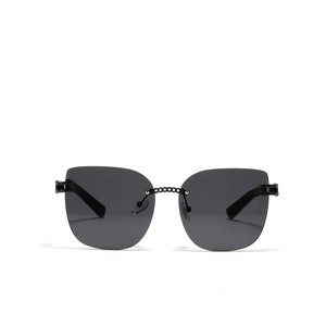 Fashion rimless cat-eye sunglasses with unique black metal chain bridge for women