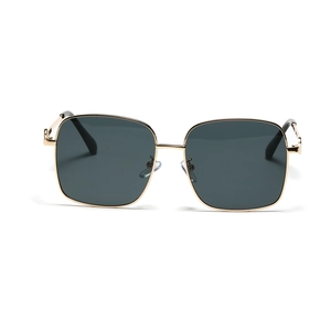 Fashionable oversized gold metal frame sunglasses with dark grey lenses for women