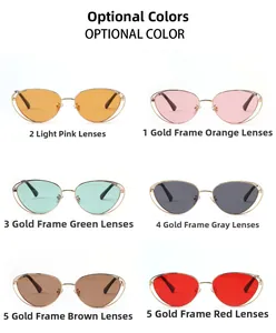 Detailed view of metal punk cat eye sunglasses in six vintage multi-color frame options