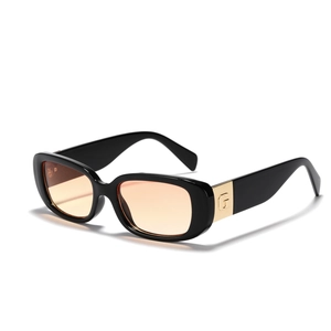Retro Narrow Frame Square Sunglasses For Women Men Fashion UV400 PC Frame Rectangular Sun Glasses With Metal G Decoration