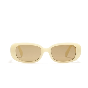 Vintage narrow frame sunglasses with square cream frame and light brown lenses for fashion