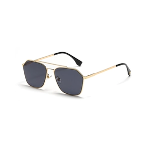 Retro Geometric Metal Frame Pilot Sunglasses For Women Men Double Bridge UV400 Protection Fashion Square Aviator Shades