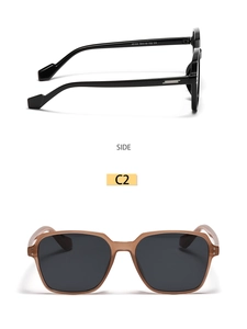 Detail view of square sunglasses with size 58-16-152 and CE certification code