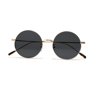 Lunettes de soleil rondes classiques avec monture dorée et verres foncés pour hommes et femmes