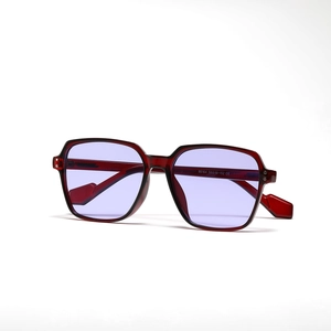 Fashion oversized square sunglasses with dark wine red frames and purple gradient lenses