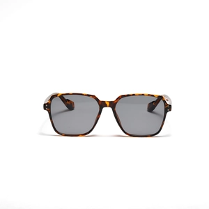 Stylish square oversized sunglasses with tortoise shell frames and dark grey lenses