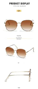 Three-angle view of butterfly sunglasses with wavy scalloped gradient tea lenses