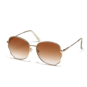 Stylish butterfly oversized gradient sunglasses with gold metal frame and floral cut edges