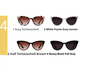 Detailed comparison of cat eye sunglasses in tortoiseshell, white, and black frames