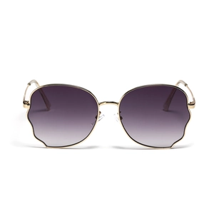 Chic butterfly oversized sunglasses with gradient purple lenses and gold metal frames
