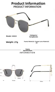 Technical size chart for square metal sunglasses showing 136mm width and dimensions