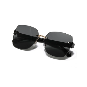 Classic large square rimless sunglasses with gradient lenses and gold bridge