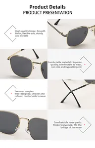 Detail view of durable metal hinges and ergonomic nose pads on square vintage sunglasses