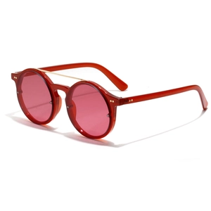 Retro Round Double Bridge Sunglasses For Women Men UV400 Protection Transparent Ocean Color Lens Trendy Hip Hop Eyewear