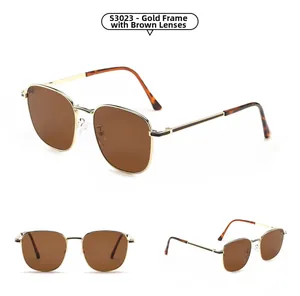 Detailed view of gold square sunglasses with brown lenses and leopard print temple tips