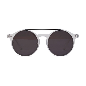 Trendy double-bridge sunglasses with retro round frame and tinted lenses for women and men
