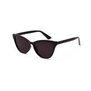 Classic black cat-eye sunglasses with dark lenses and vintage glossy finish