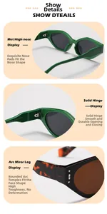 Détails des charnières métalliques et des plaquettes de nez pour lunettes œil de chat