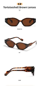 Détails de lunettes de soleil œil de chat rétro en écaille avec des verres marron