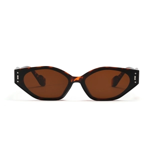 Lunettes de soleil rétro en écailles de tortue, forme œil de chat carrée, verres marrons
