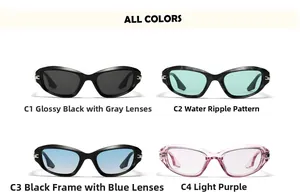 Farbvarianten der Retro Rechteck-Sonnenbrille in Schwarz, Marmoroptik und Transparent-Lila