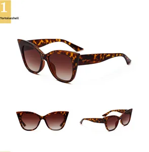 Detailansicht der Cat-Eye-Sonnenbrille mit Tortoise-Rahmen und braunem Farbverlauf