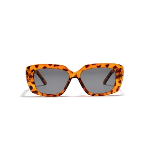 Retro-Sonnenbrille mit quadratischem Schildpatt-Rahmen, dunklen Gläsern und breiten Bügeln