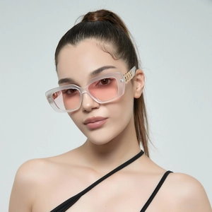 Vintage Quadratischer Rahmen Sonnenbrille Für Damen Luxus Metallkettenbügel Rechteckige Brille UV400 Schutz Retro Mode Brillen