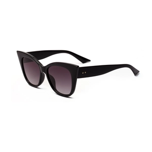 Vintage Oversize Cat-Eye Sonnenbrille in Schwarz mit Verlaufsgläsern und Goldakzenten