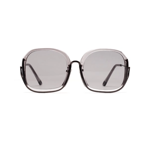 Chic oversized square sunglasses with translucent grey frames and dark tinted lenses