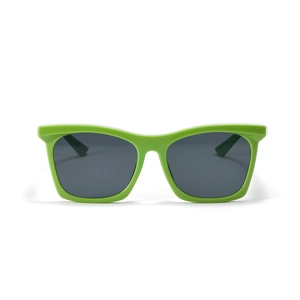 Modern square neon green sunglasses with dark grey lenses in a stylish bold frame design