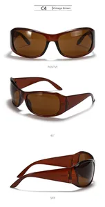 Three-way view of retro tea brown Y2K sunglasses showing front and side profile details
