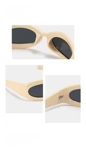 Vue macro détaillée des charnières de la monture blanc crème et du pont des lunettes Y2K