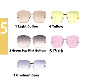 Détails de lunettes de soleil carrées sans monture surdimensionnées en plusieurs couleurs gelée