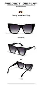 Dettagli occhiali da sole cat-eye nero lucido con borchie argentate e lenti sfumate