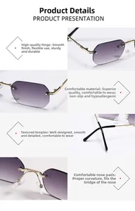 Detail view of purple gradient lenses with gold metal hinges and nose pads on sunglasses