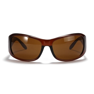 Y2K futuristic brown rectangular sunglasses with a sleek streamlined resin frame