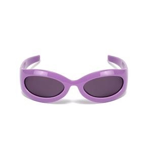 Lunettes de soleil Y2K rondes surdimensionnées avec monture violette et verres gris