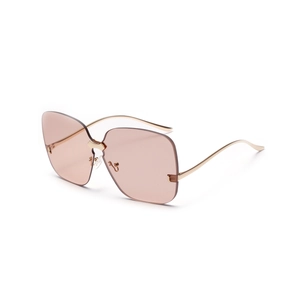 Lunettes de Soleil Carrées Oversize sans Monture pour Femmes Verres Dégradés PC Monture en Métal UV400 pour Style de Rue