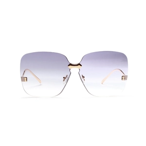 Lunettes de soleil carrées sans monture avec verres dégradés violets et détails dorés