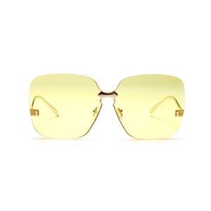 Lunettes de soleil sans monture rétro avec verres jaunes teintés et détails dorés chic