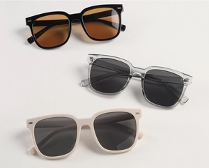 Detailed trio of square hip-hop sunglasses with rivet accents in diverse frame colors