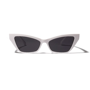 Vintage retro cat-eye sunglasses with bold white frames and dark gray lenses