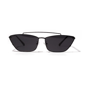 Lunettes de soleil œil de chat géométriques noires avec double pont et monture métallique